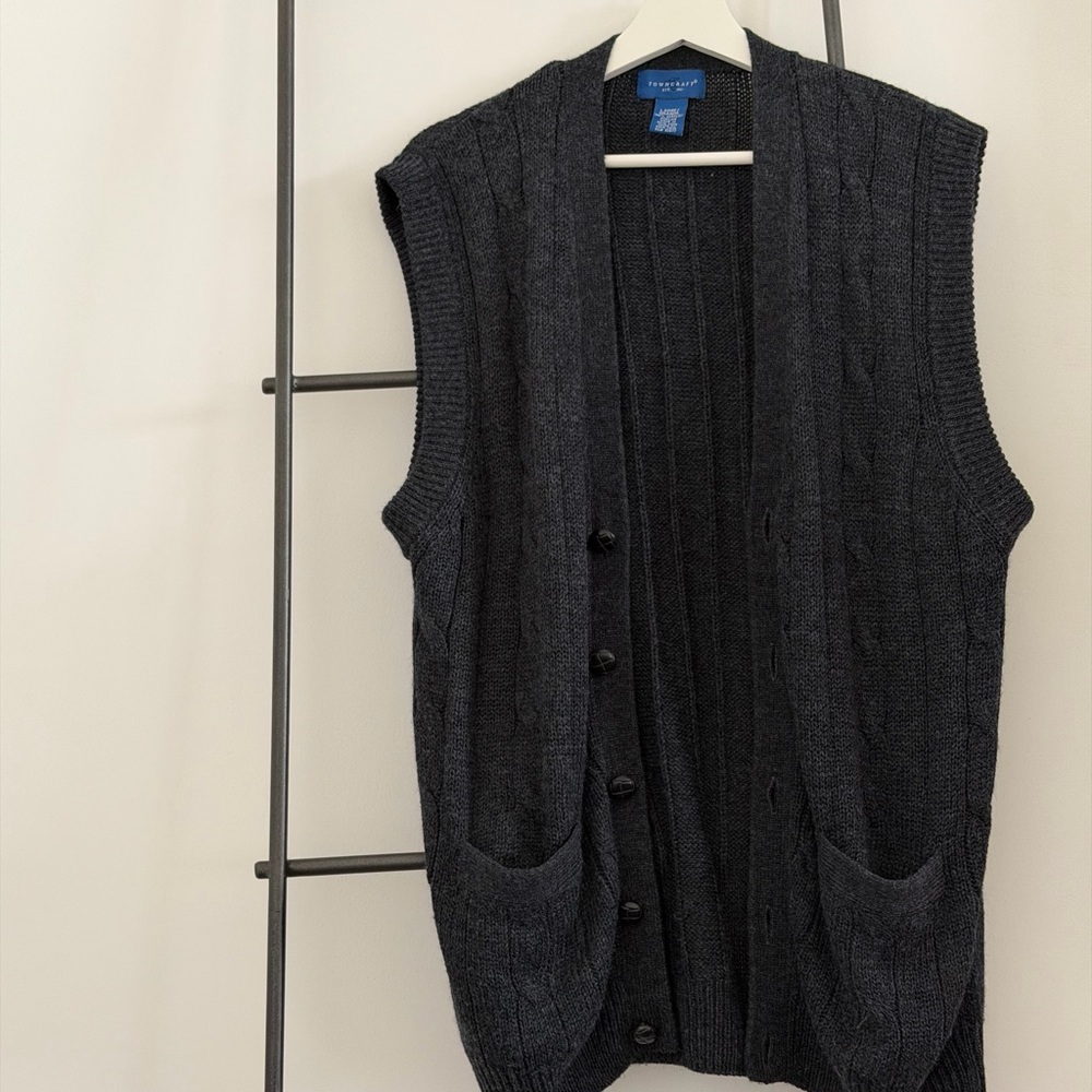 Vintage Towncraft Charcoal Cardigan Vest